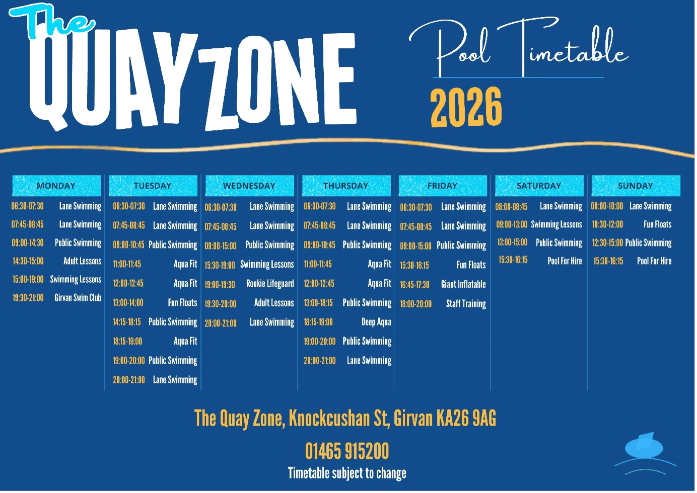 Pool Timetable